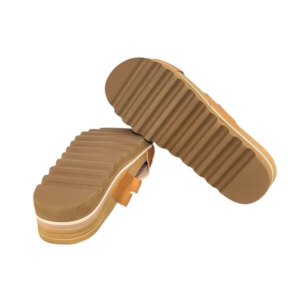 New! Reef Kaia Cross Tan Cushion Bloom Platform Cork Crisscross Sandals - Size 8 - Picture 6 of 6